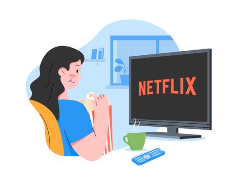 Watching Movie Drawing, Watching Movie Illustration, Netflix Illustration, Movie Illustration, Editing Tricks, Watch Movie, Girls Watches, Flat Illustration, Illustration Character Design