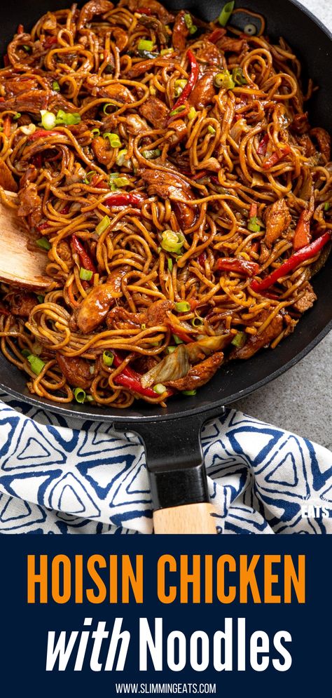 Recipes With Hoisin Sauce, Chicken With Noodles, Noodles Healthy, Hoisin Chicken, Chicken Receipes, Asian Noodle Recipes, Chicken Noodles, Chicken Ideas, Chicken Noodle Recipes