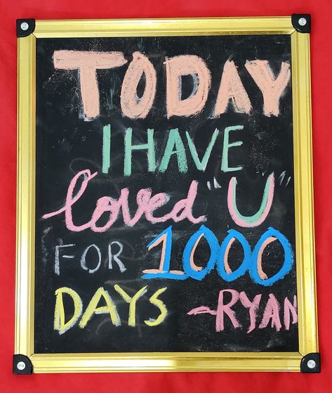 1000 Days Anniversary, Milestone Chalkboard, Birthday Card Drawing, Card Drawing, Couple Gift, Baby Milestones, Decorations Ideas, Birthday Anniversary, Milestones