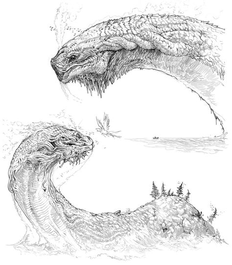 Woven Jormungandr creature concept artwork from God of War #art #illustration #artwork #gaming #videogames #gamer Art Of God, World Serpent, Monster Artwork, Dragon Sketch, Key Art, Creature Artwork, Creature Drawings, Monster Concept Art, Fantasy Creatures Art