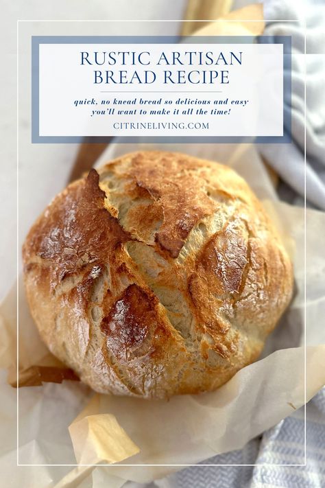 Rustic Artisan Bread, 1 Hour No Knead Bread, Bread No Knead, Artisanal Bread, Artisan Bread Recipe, Seeded Bread Recipes, Bread Bowl Recipe, Homemade Baked Bread, Artisan Bread Recipes