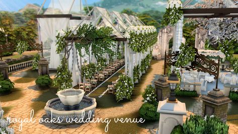 Sims 4 Wedding Dress, Large Wedding Venues, The Sims 4 Lots, Sims 4 Tattoos, Romantic Wedding Venue, Castle Wedding Venue, Country Wedding Venues, Sims 4 Expansions, Greenhouse Wedding