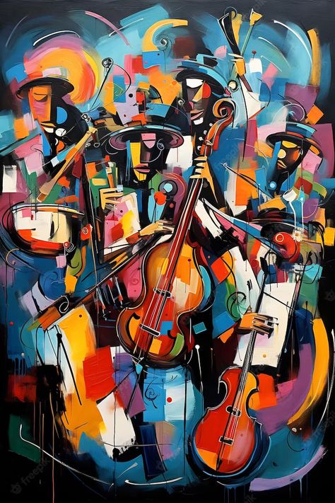 Cello Pictures, Violin Image, Playing A Violin, Painting Of A Man, Instruments Art, Abstract Art Images, Musician Art, Jazz Art, African Art Paintings