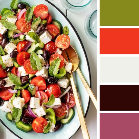 Food Inspired, Greek Salad, Color Palettes, Color Schemes, Color Palette, Salad, Quick Saves, Color, Colour Schemes