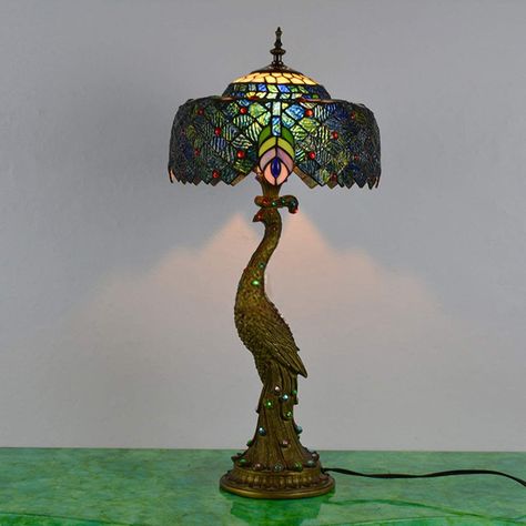 Tiffany Lamps, Art Glass Lighting, Tiffany Table Lamps, Table Led, Glass Desk, Led Light Fixtures, Brass Hand, Vintage Tiffany, Bedside Lighting