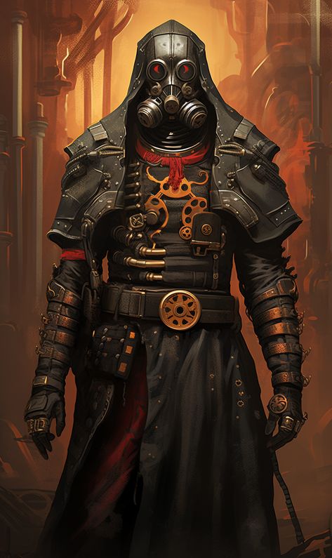 Fantasy Gunslinger, Artificer Armorer, Armorer Artificer, Dnd Artificer Character Design, Steampunk Warrior, Magic Steampunk, Trench Crusade, Steampunk Armor, Male Steampunk