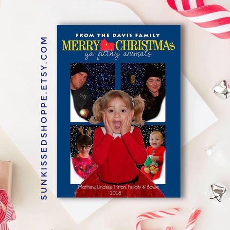 Home Alone Christmas Card, Home Alone Christmas, Merry Christmas Ya Filthy Animal, Ya Filthy Animal, Family Christmas Cards, Animal Christmas, Filthy Animal, Christmas Card Template, Home Alone