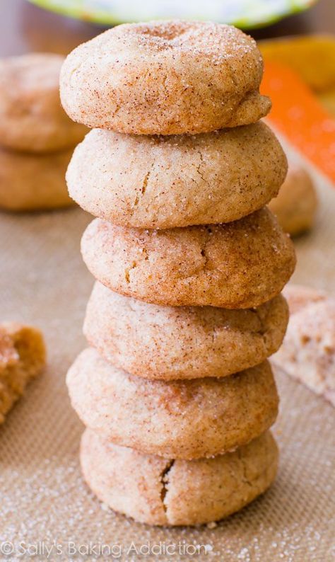 Sauce Pan Cookies, Thick Snickerdoodles, Work Treats, Vegan Snickerdoodles, Best Snickerdoodle Cookies, Snickerdoodle Cookies Easy, Santa Snacks, Sallys Baking, Cinnamon Sugar Cookies