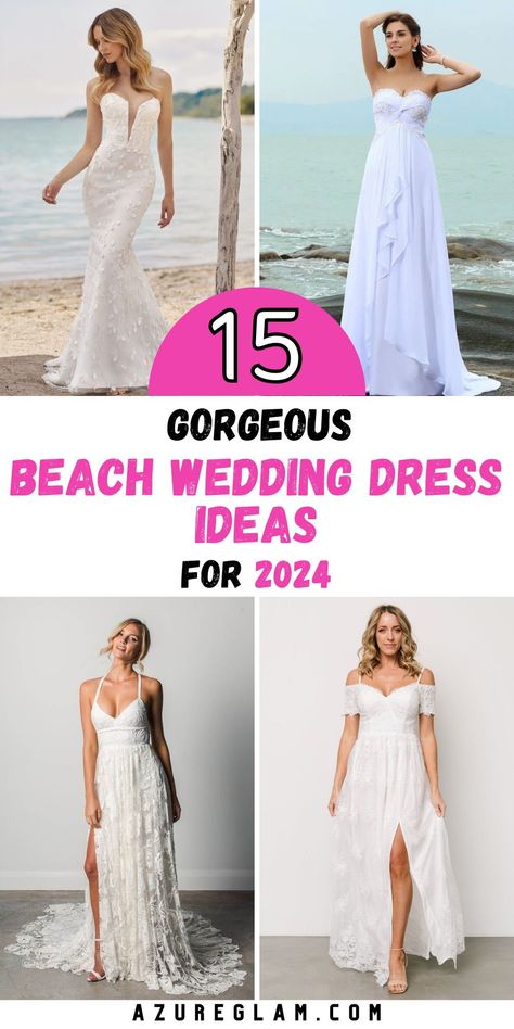 Step onto the sand in style with our "15 Beach Wedding Dress Ideas for 2024," tailored for brides and guests alike. Our collection spans from bohemian elegance to simple, casual designs, including options for black women and plus-size attendees. Whether you're looking for a short dress for a casual beach affair or a sleeved gown for a touch of formality. Beach Wedding Dress Simple Casual Short, Beach 2nd Wedding Dress, Wedding Gown For Beach Wedding, 2024 Beach Wedding Dresses, Elegant Beach Wedding Dress, Beach Wedding Dresses Short, Coastal Wedding Dress, Beach Wedding Dress Ideas, Simple Beach Wedding Dresses