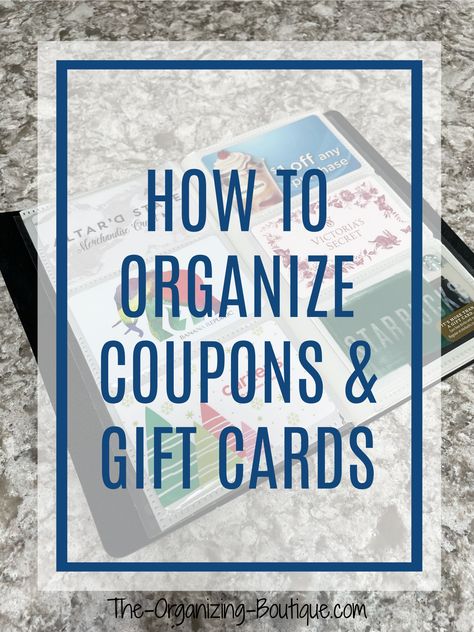 How To Organize Coupons & Gift Cards | The-Organizing-Boutique.com Coupon Organization Ideas, Gift Card Organization, Medication Dispenser, Victoria Secret Gift Card, Medication Organization, Organizing Challenges, Pill Container, A Pill, Jewelry Organizer Storage