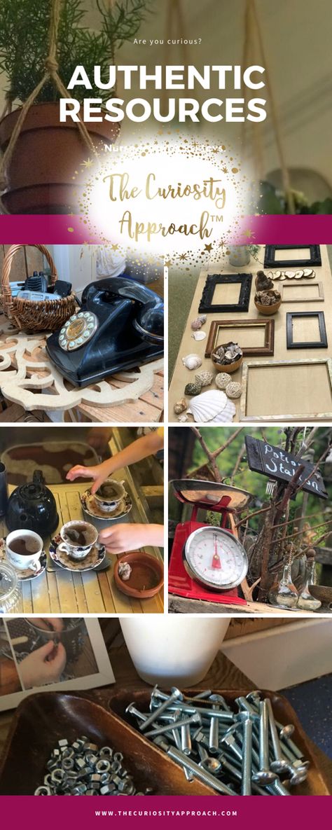 Looking to use authentic resources and to follow the Curiosity Approach #earlychildhoodeducation #earlyeducation #earlyyears #reggioemilia #reggioinspired #reggio #curiosityapproach #curiosity #environment Curiosity Approach Role Play, Reggio Emilia Home Corner, Curiosity Approach Eyfs Preschool Activities, The Curiosity Approach Preschool, Eyfs Curiosity Approach, Curiosity Approach Home Corner, The Curiosity Approach, Curiosity Approach Display Boards, Curiosity Approach Eyfs Baby Room