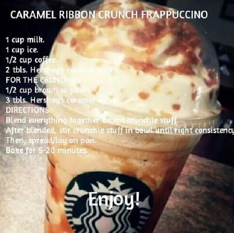 Diy Caramel Ribbon Crunch Frappuccino, How To Make A Starbucks Carmel Ribbon Crunch Frap, How To Make A Carmel Ribbon Crunch Frappuccino At Home, Carmel Ribbon Crunch Frappe Starbucks, Carmel Ribbon Crunch Starbucks Copycat, Starbucks Oat Bars, Caramel Ribbon Crunch Frappuccino, Ribbon Crunch Frappuccino, Caramel Ribbon Crunch