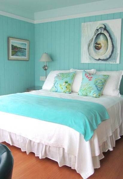 . Turquoise Bedroom Decor, Turquoise Room, Bedroom Turquoise, Cat Tembok, House Of Turquoise, River Cottage, Beach Room, Blue Room, Beach Bedroom