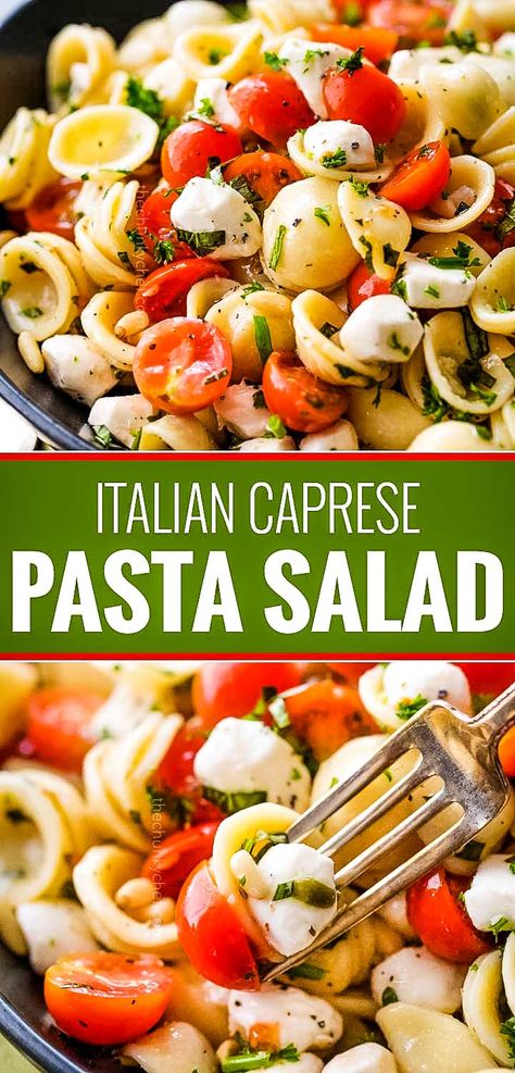 Cold Caprese Pasta Salad, Tomato Basil Mozzarella Pasta Salad, Fresh Mozzarella Pasta Recipe, Pasta Caprese Recipe, Fresh Mozzarella Salad Recipe, Orecchiette Pasta Salad, Italian Caprese Pasta Salad, Bocconcini Pasta Salad, Things To Make With Fresh Mozzarella