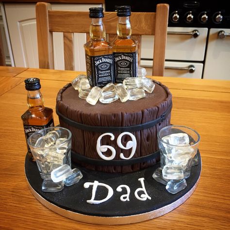 Whiskey Decorated Cake, 69th Birthday Cake, Happy 69th Birthday, Cake For Dad, 69th Birthday, Dad Birthday Cakes, S Cake, Tennessee Whiskey, Cakes For Men