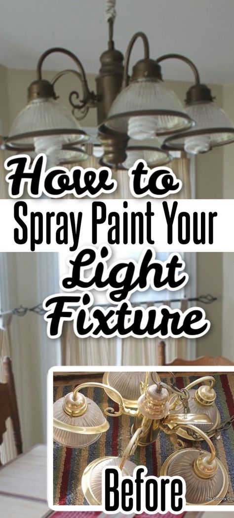 Spray Painted Chandelier, Spray Painting Light Fixtures, Spray Paint Lamps, Light Fixture Makeover, Painting Light Fixtures, Lighting Makeover, Painted Chandelier, How To Spray Paint, Spray Paint Projects