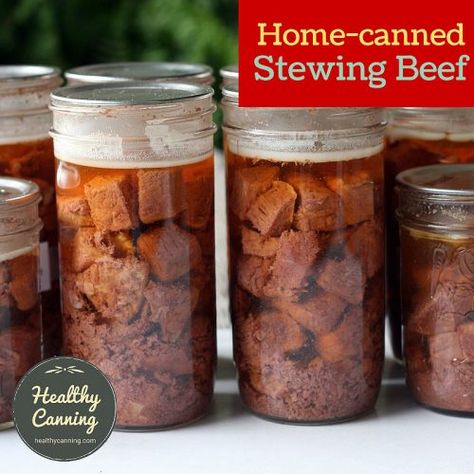 Canning stewing beef - Healthy Canning Canned Beef Stew, Canning Beef Stew, Canning Beef, Pressure Canning Meat, Canned Beef, Healthy Canning, Stewing Beef, Canning Granny, Pressure Canning Recipes