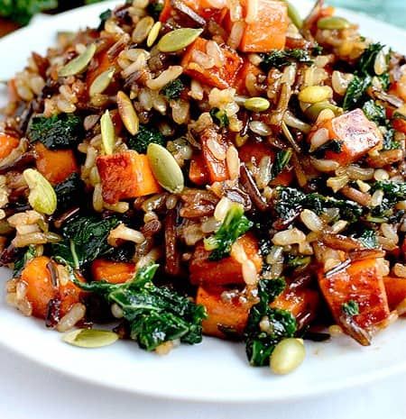 Autumn Side Dishes, Vegetarian Meal, Wild Rice, Super Healthy, Healthy Dishes, Rice Dishes, Roasted Chicken, Shallots, Sweet Potatoes