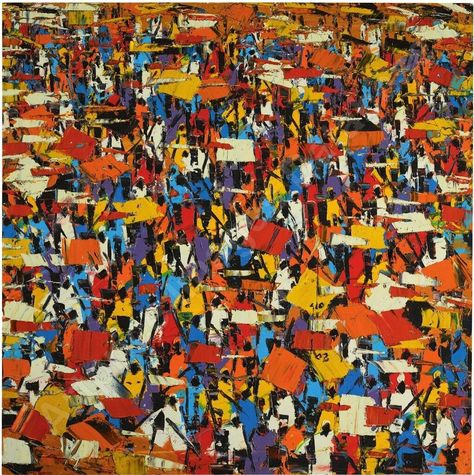 Ablade Glover (1934), "Market scene", 2002, 100 x 101 cm African Market Scene, Ablade Glover, Market Scene, Contemporary African Art, African Market, Black Art Painting, Modern Contemporary Art, Gcse Art, National Gallery Of Art