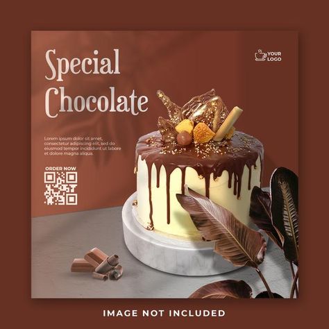 Chocolate cake social media post banner ... | Premium Psd #Freepik #psd Cake Banners Designs, Cake Banner Design Advertising, Cakes Poster Design, Cake Poster Advertising, Cake Advertising Poster, Cake Advertising Design, Cake Banner Design, Cake Social Media Design, Cake Social Media Post