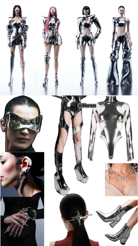 Aespa 5th Member, Futuristic Costume, Futurism Fashion, Shein Fits, Rave Fits, Cyberpunk Clothes, Alt Makeup, Sci Fi Fashion, Unique Halloween Costumes