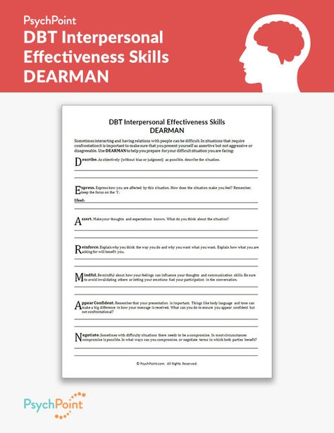 Dear Man Dbt, Dbt Skills Worksheets, Dear Man, Dbt Therapy, Interpersonal Effectiveness, Social Skills Training, Interpersonal Conflict, Dbt Skills, Interpersonal Communication