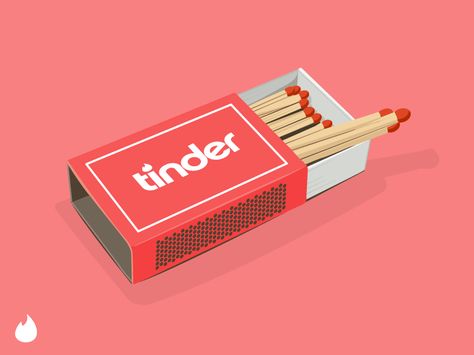 Tinder Aesthetic, Tinder Graphic Design, Its A Match Tinder Wedding, Matches Illustration, Tinder Illustration, References Objects, Tinder Match Scrapbook, Match Illustration, Tinder First Message