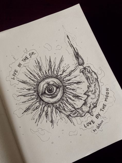 Sun And Moon Ink Drawing, Art Asthetics Drawings, Sun Ideas Drawing, The Sun And The Moon Drawing, Vintage Aesthetic Drawings Easy, Weird Sun Drawing, Art Inspo Aesthetic Sketch Grunge, Sun Sketch Aesthetic, Mystical Art Drawings