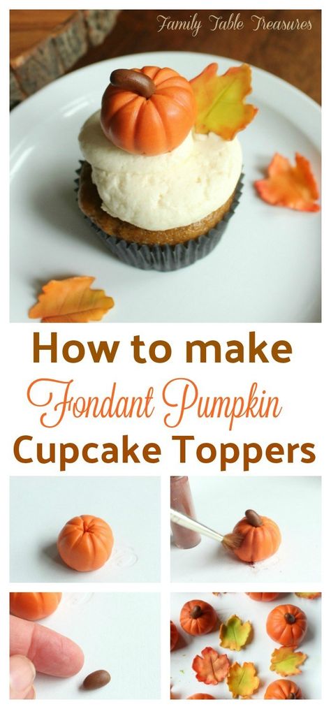 Fondant Pumpkin Tutorial, How To Make Fondant Pumpkins, Festive Bakes, Baking Thanksgiving, Pumpkin Baking, Cupcake Fondant, Homemade Fondant, Pumpkin Cupcake, Apple Smoothie