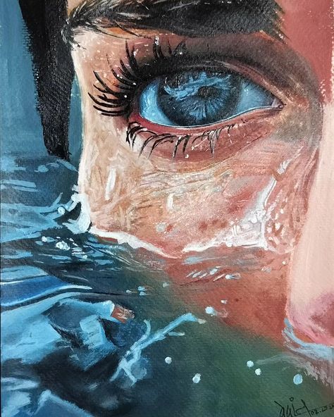 Painting Of A Face Abstract, Emotional Portrait Painting, Art Inspiration Realism, Layers In Nature Art, Water Reflection Painting Acrylic, Lost Painting Ideas, Portrait Painting Ideas On Canvas, Judith Painting, Oil Pastel Art Face