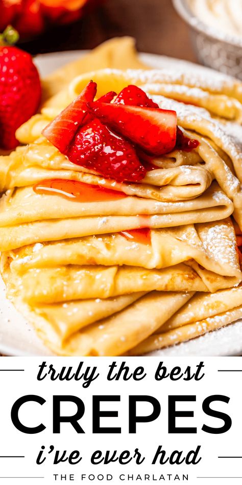 Essen, Basic Crepes, Crepes Recipe Breakfast, Best Crepes, Crêpe Recipe, Making Crepes, Crepe Recipe Savory, Best Crepe Recipe, Sweet Crepes Recipe