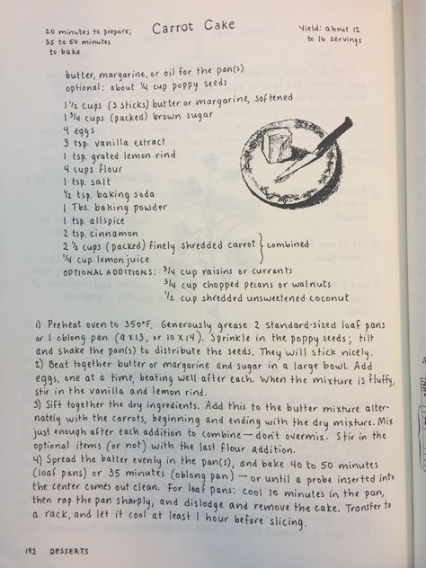 Carrot Cake (Moosewood Cookbook) Moosewood Cookbook, Scrapbook Recipe Book, Cottagecore Recipes, Homemade Recipe Books, Recipe Book Design, Diy Cookbook, Recipe Book Diy, Homemade Cookbook, Cookbook Design