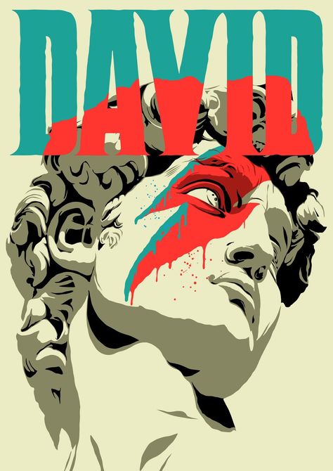 David, Bowie, Michelangelo, Bowie Poster, David Bowie Poster, Michael Angelo, David Bowie Art, Bowie Art, Jean Michel Basquiat, Rock Posters, Poster Retro, Band Posters