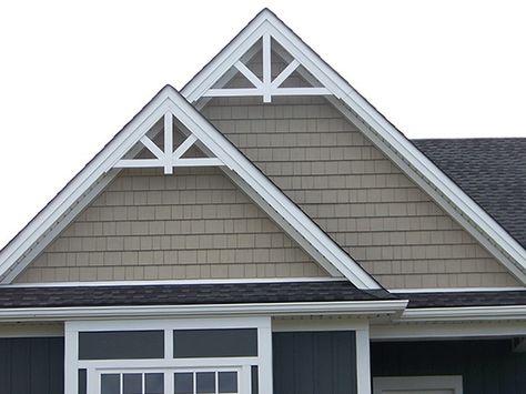 A place to buy Gable end attachments for decoration House With White Trim, Gable Trim, Gable Brackets, Gray House, House Trim, Farmhouse Exterior, Exterior Trim, Exterior Paint Colors, Updating House