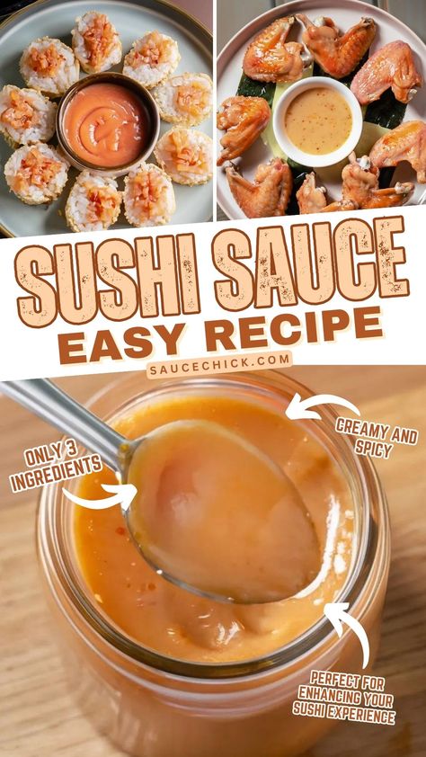 Sushi Sauce Recipe Homemade Sushi Sauce, Sauce For Sushi Rolls, Sushi Sauce Recipes, Easy Sushi Recipes, Sushi Sauces, Sushi Stacks, Sushi Soy Sauce, Cooked Sushi Recipes, Sushi Guide