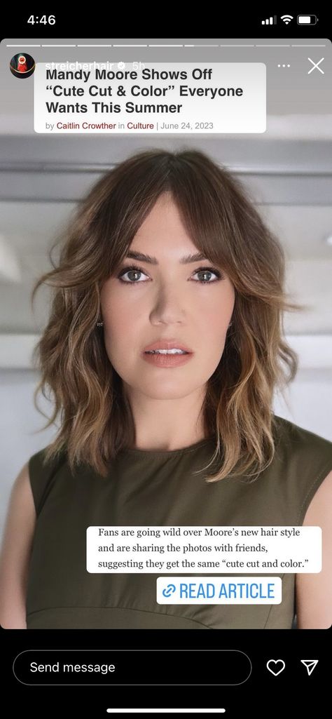 Mandy Moore Curtain Bangs, Mandy Moore Bangs, Mandy Moore Short Hair, Mandy Moore Hair, Mandy Moore, Haircut And Color, Cute Cuts, Hair Clothes, Curtain Bangs