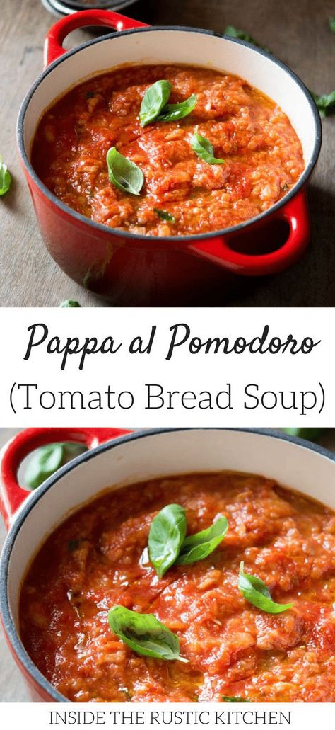 Tuscan pappa al pomodoro, a tomato bread soup recipe that's deliciously simple, comforting and makes a great cheap weekend dinner. Authentic Italian bread soup and more at inside the rustic kitchen. Authentic Italian Bread, Bread Soup Recipe, Tomato Bread Soup, Tuscan Recipes, Bread Soup, Tomato Bread, Cooking Fish, Cheap Recipes, Weekend Dinner