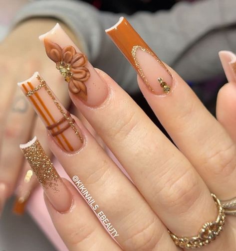 Brown Acrylic Nails, Halloween Acrylic Nails, Diy Acrylic Nails, Colored Acrylic Nails, Girly Acrylic Nails, Classy Acrylic Nails, Fall Acrylic Nails, Short Square Acrylic Nails, Long Acrylic Nails Coffin