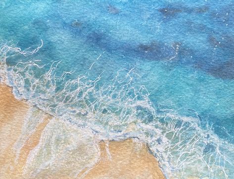 Sea Foam Painting, Painting An Ocean, Easy Watercolor Tutorial, Watercolor Easy, Sea Stuff, Salt Painting, Nature Journaling, Watercolor Beach, Foam Paint