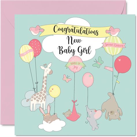 Congrats On New Baby, Newborn Congratulations, Congratulations Baby Girl, New Baby Girl Card, New Baby Greetings, Baby Girl Card, Baby Greeting Cards, Birth Cards, Congrats Card