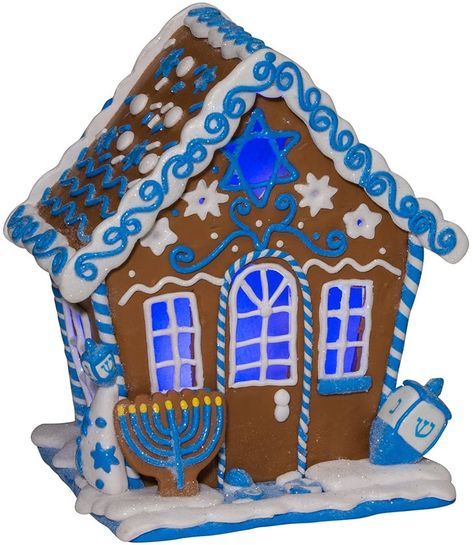 Chanukah Decor, Table Piece, Led House, Hanukkah Decorations, Gingerbread House Decorations, Snowman Figurine, Kurt Adler, Gingerbread Houses, Holiday Deals