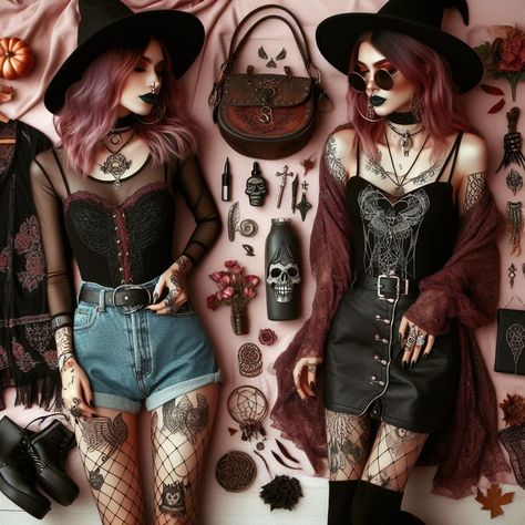 Rock Summer Outfits, Alt Hippie, Punk Witch, Spring Outfits Boho, Salem Halloween, Salem Witches, Dark Bohemian, Witchy Outfits, Bohemian Goth