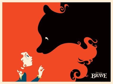 Saw this movie today. Got a little dusty in the theater towards the end. Negative Space Artwork, Disney Themed Nursery, Minimalistic Posters, Disney Amor, Negative Space Art, Disney Poster, Disney Brave, Fantastic Mr Fox, Space Artwork