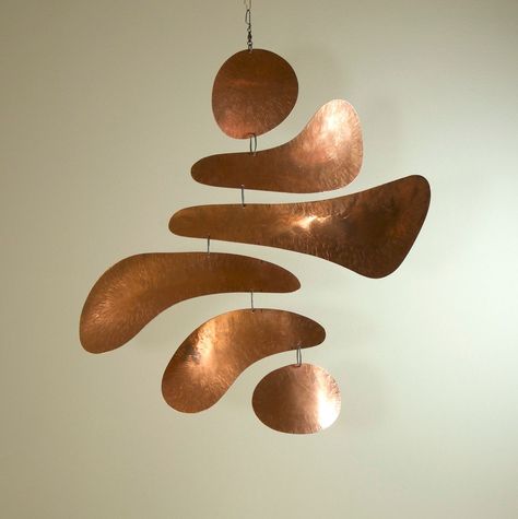 Ceramic Mobile Ideas, Ceramic Mobile, Brass Mobile, Abstract Wall Sculpture, Chicken Wire Art, Wood Mobile, Copper Furniture, Metal Mobile, Handmade Mobile