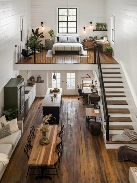 Loft Studio Layout, Tony Homes Ideas, Tiny Home Inspiration Exterior, Tiny House Floor Plans With Loft, Dumpster Business, Tiny House Interior Design Ideas, Loft House Design, Tiny House Layout, Tiny House Loft