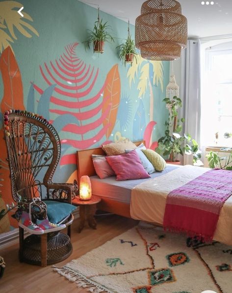 Colorful Bedroom Design, Aesthetic Interior Design, Funky Home Decor, Sopot, Eclectic Home, Colorful Furniture, Dream House Decor, Bedroom Colors, Colorful Wallpaper