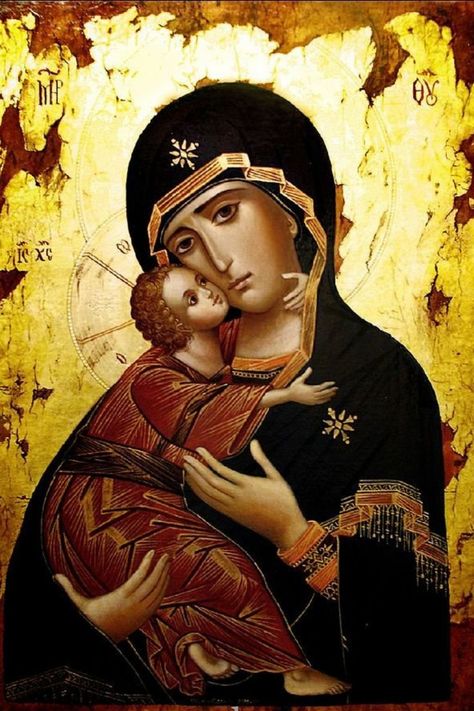 Theotokos is the Greek title of Mary, the mother of Jesus used especially in the Eastern Orthodox, Oriental Orthodox, and Eastern Catholic Churches. Its literal English translations include "God-bearer", "Birth-Giver of God" and "the one who gives birth to God."#ad Greek Icons, Eastern Orthodox Church, Paint Icon, Orthodox Christian Icons, Mama Mary, Russian Icons, Christian Artwork, Web Gallery, Eastern Orthodox