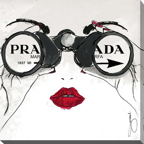 I See Prada by Working Girls Design Graphic Art on Wrapped Canvas Fashion Illustration Chanel, Chanel Art, Black Wall Art, Fashion Wall Art, Art Moderne, Binoculars, Picture Perfect, Bed Bath Beyond, Bed Bath