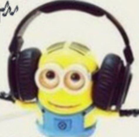 Wearing Headphones, Minion, Headphones, Yellow, Music