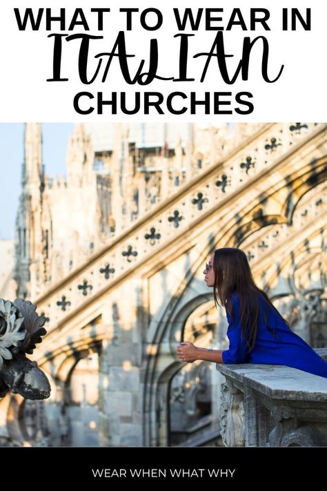 Wondering what to wear in Italian Churhces? In this guide we explain the Italy Church  dress code alongside some cool Italy outfit inspiration. So whether you are visiting the Vatican City, the Florence Duomo, Milan Cathedral or a local chruch we have the best Italy packing list and Italy outfit inspiration for you as well as tips for visiting. Vatican Outfit, Vatican City Outfit, St Marks Basilica, Churches In Italy, Church Outfit Summer, Italy Church, Florence Duomo, Saint Mark's Basilica, Italy Packing List